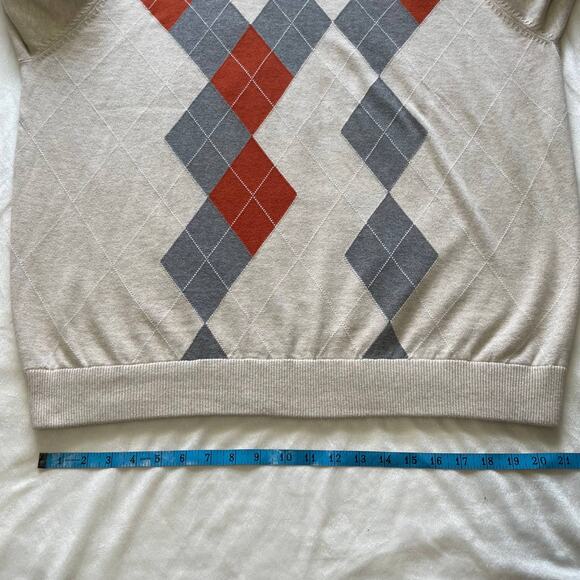 Walter Hagen Men's Cotton V Neck Geometric Sweater XL Tan Orange Gray Nice - Picture 7 of 10